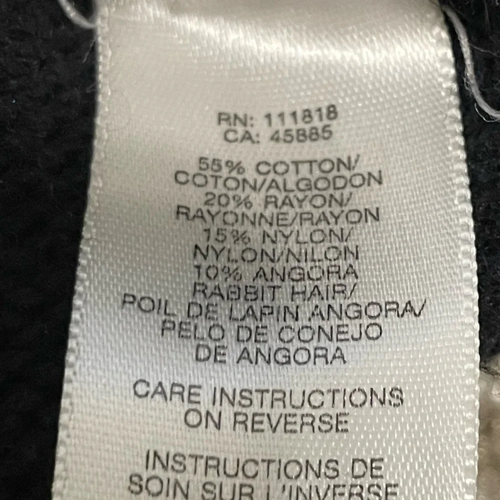 Michael Kors Women’s Sweater Medium Black Cotton Angora Pointelle Cable Knit